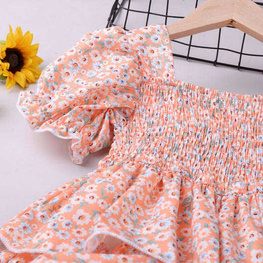 Peachy Petal Frilled Dress