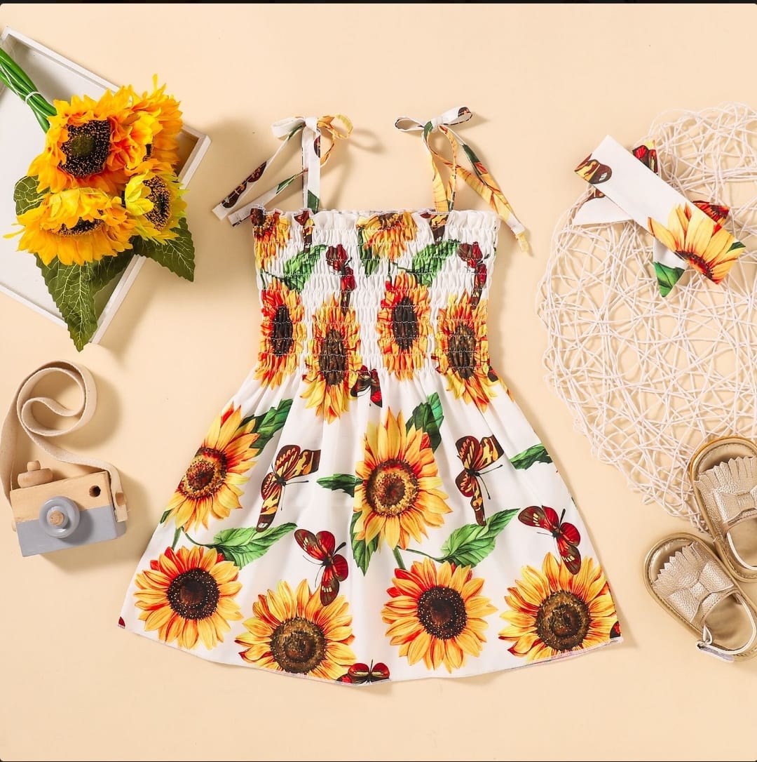Floral Print Sunflower Twirl Dress