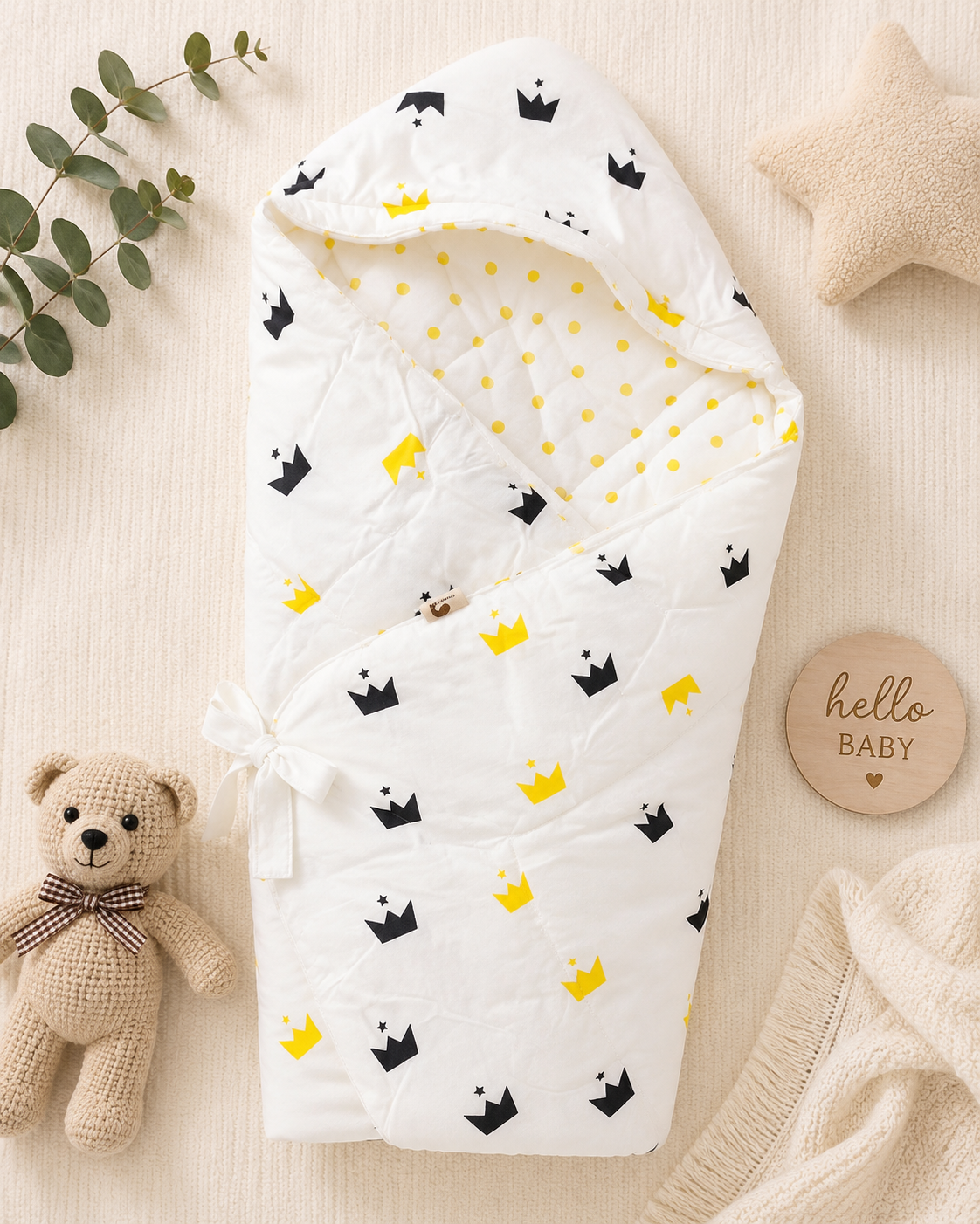 Golden Crown & Polka Dot Sleeping Bag