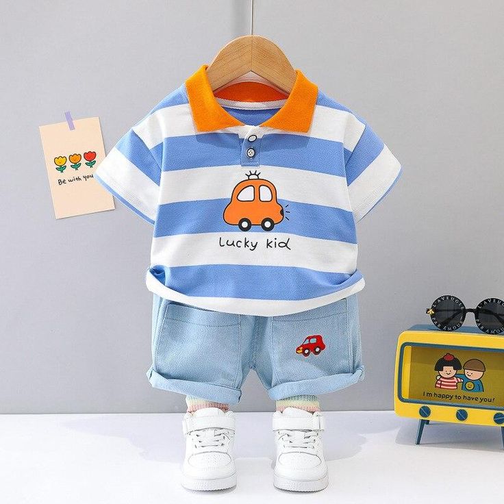 Car club striped polo set