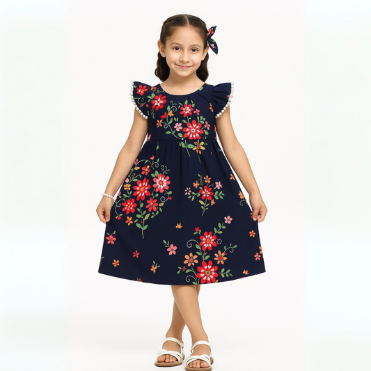 Floral Printed Navy Blue Top