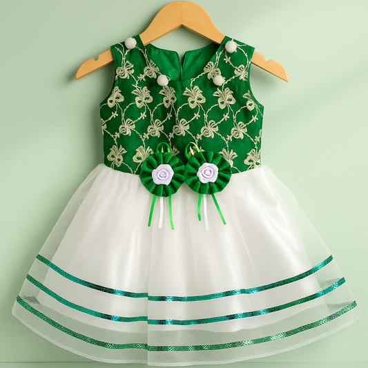 Green & White Glory Frock & Trousers