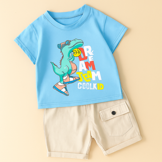 Cool Dino Kids Summer Outfit – 2-Piece Set