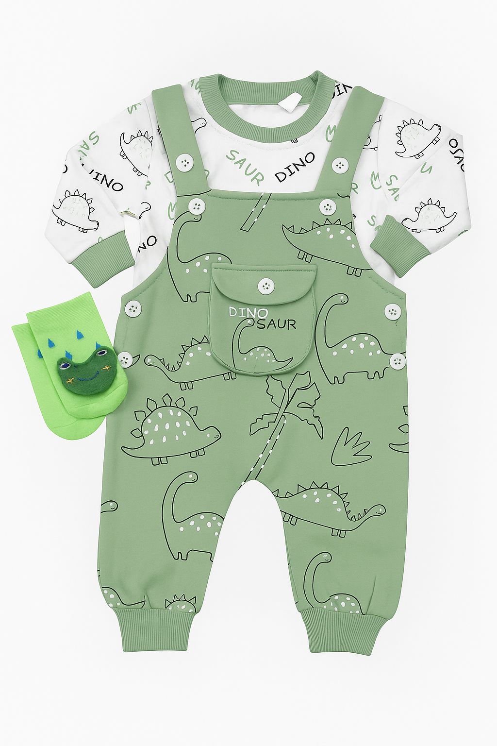Dino Dreams Mint Green Romper
