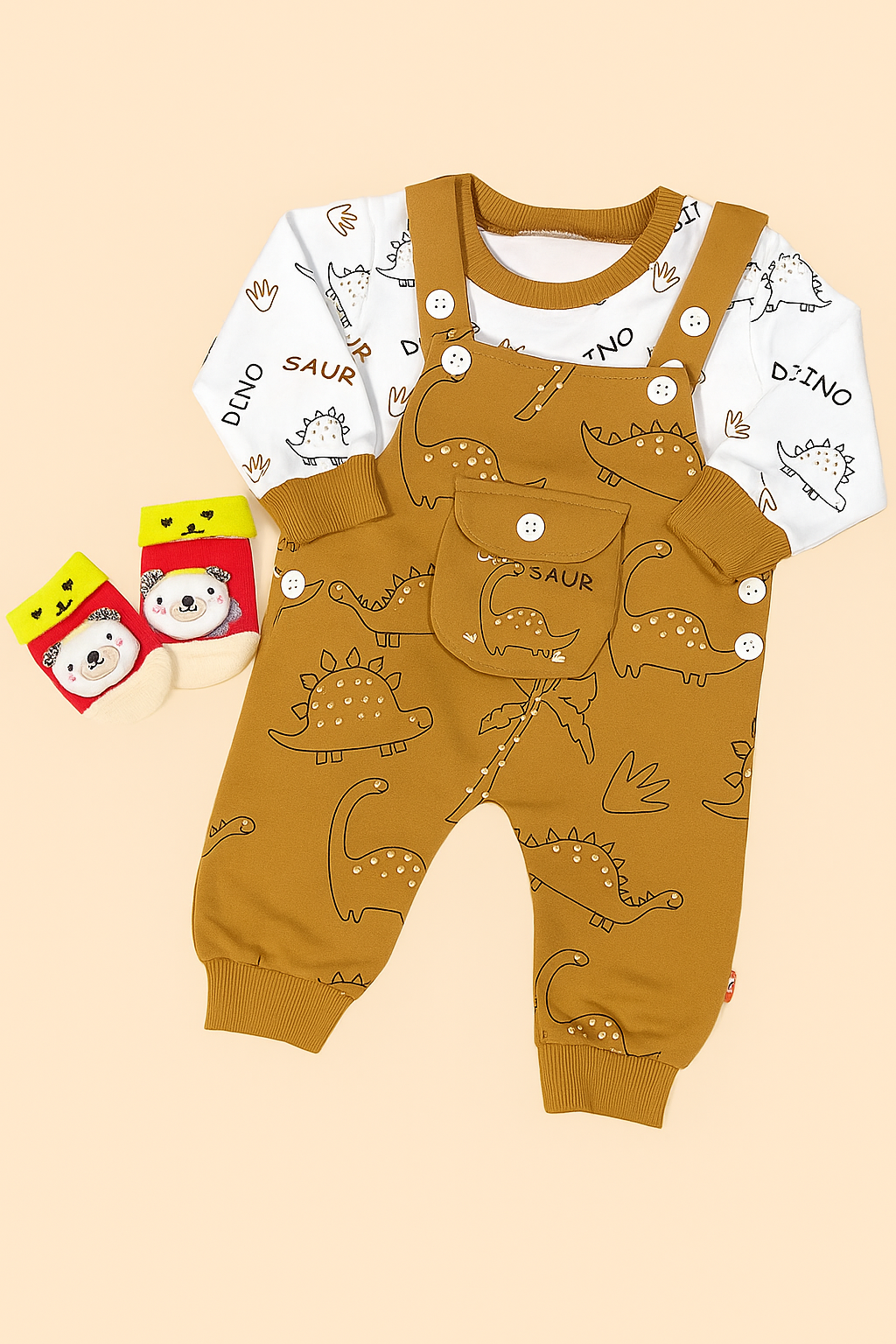 Jurassic Cuddles Brown Romper