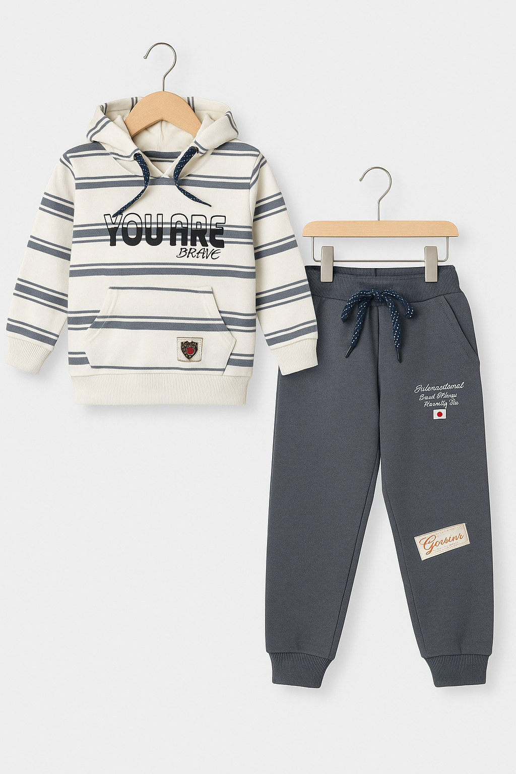 Kids Winter Full Sleeves Grey Track Suit