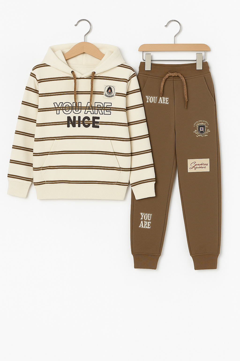 Kids Winter Full Sleeves Brown Track Suit