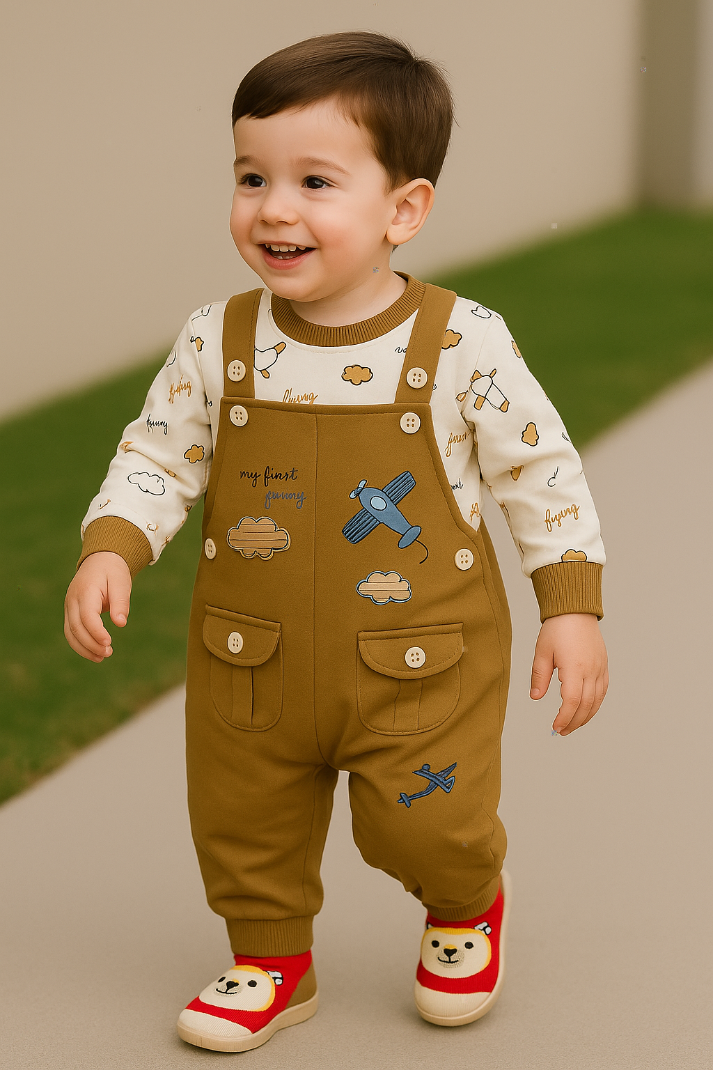 Little Aviator Brown Romper