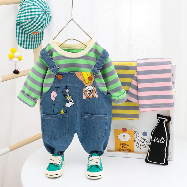 Tom and Jerry Striped Denim Romper
