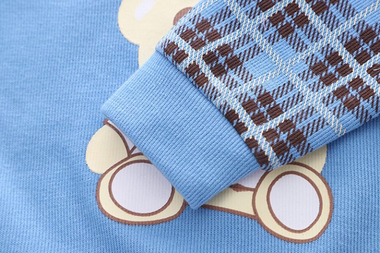 Cozy Bear Plaid Sweatshirt and Denim Set