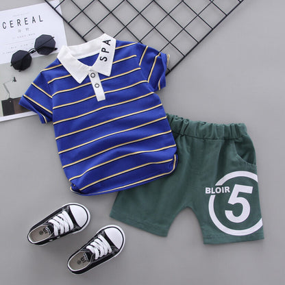 Boys’ Striped Polo & Shorts Casual Set