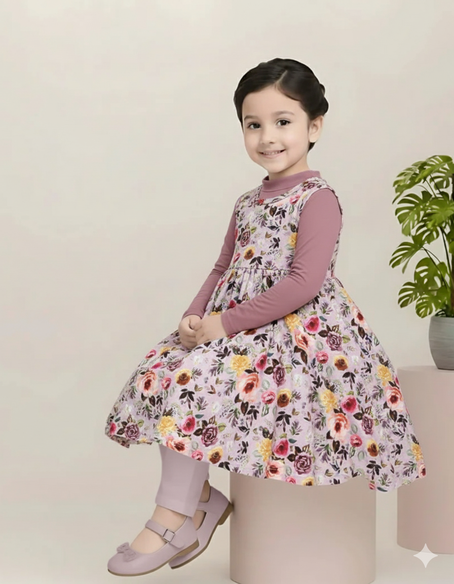 Girls Floral Printed sleeveless dress