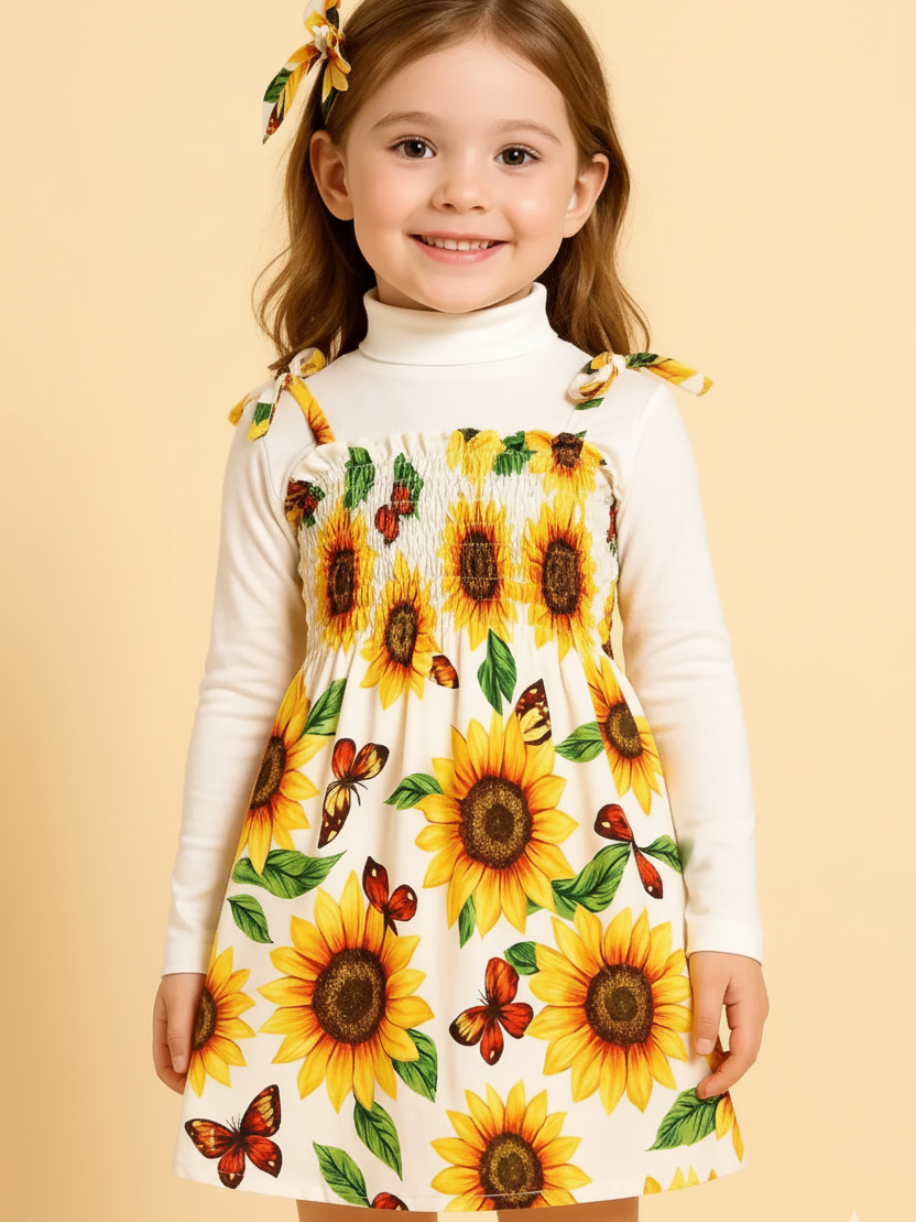 Floral Print Sunflower Twirl Dress