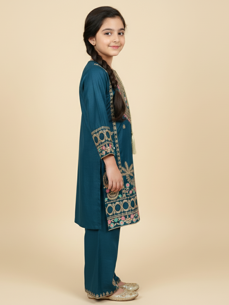 Blue Embroidered Ethnic 2Pc dress - Tehwar