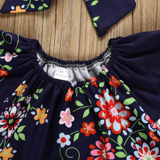 Floral Printed Navy Blue Top