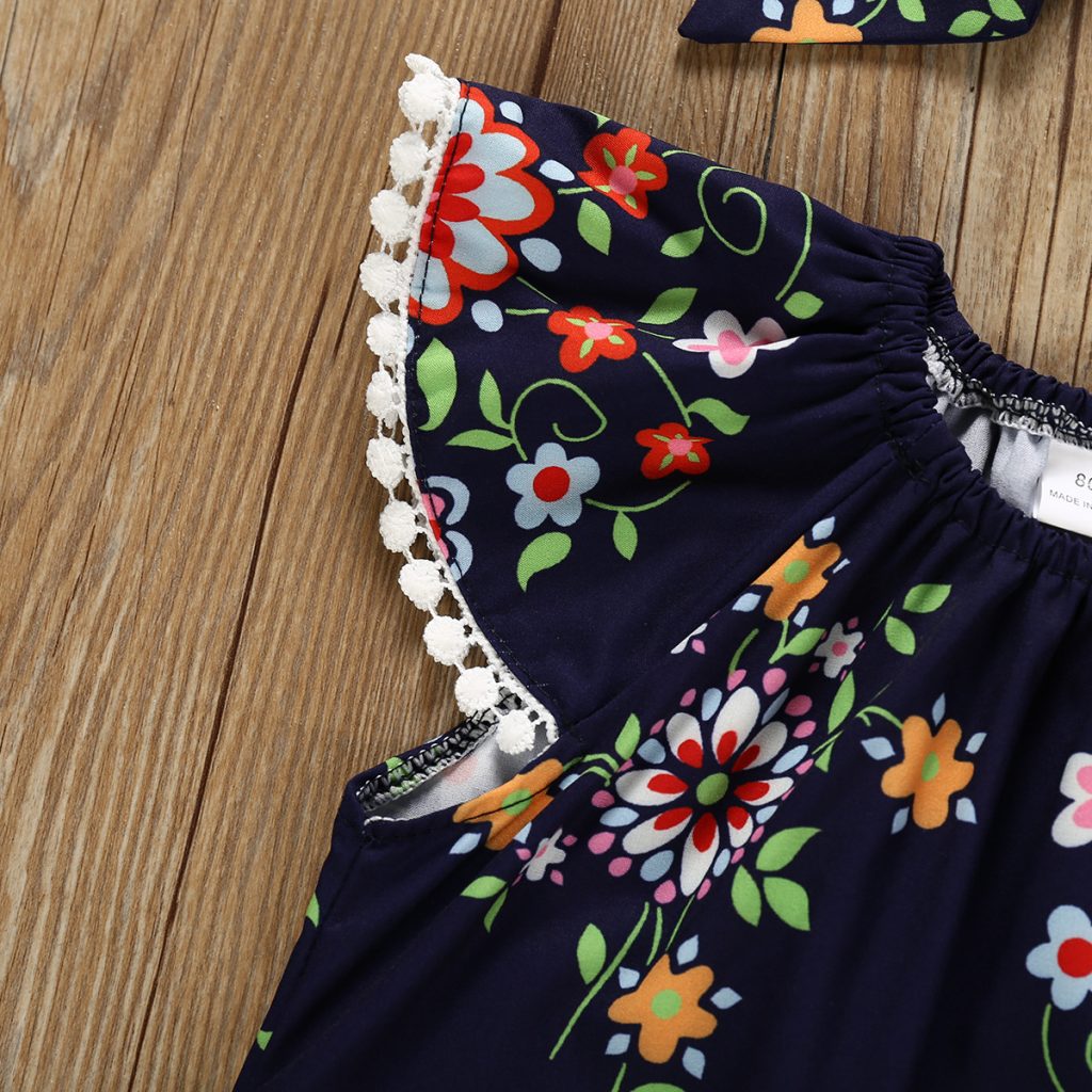 Floral Printed Navy Blue Top