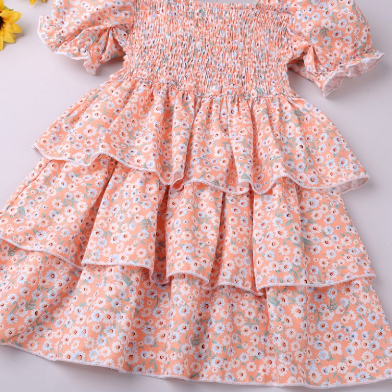 Peachy Petal Frilled Dress