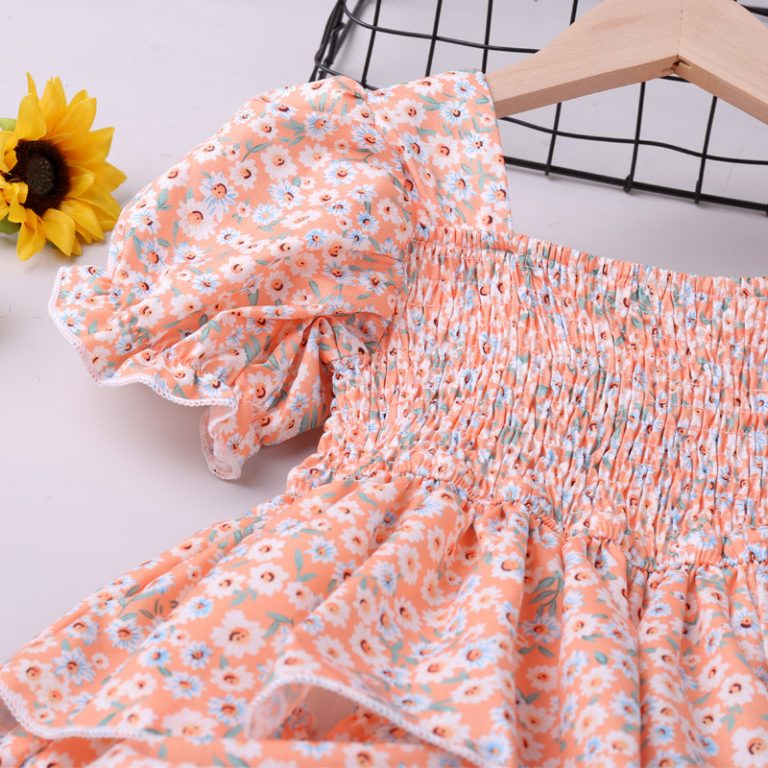 Peachy Petal Frilled Dress
