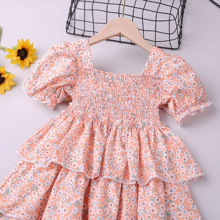 Peachy Petal Frilled Dress