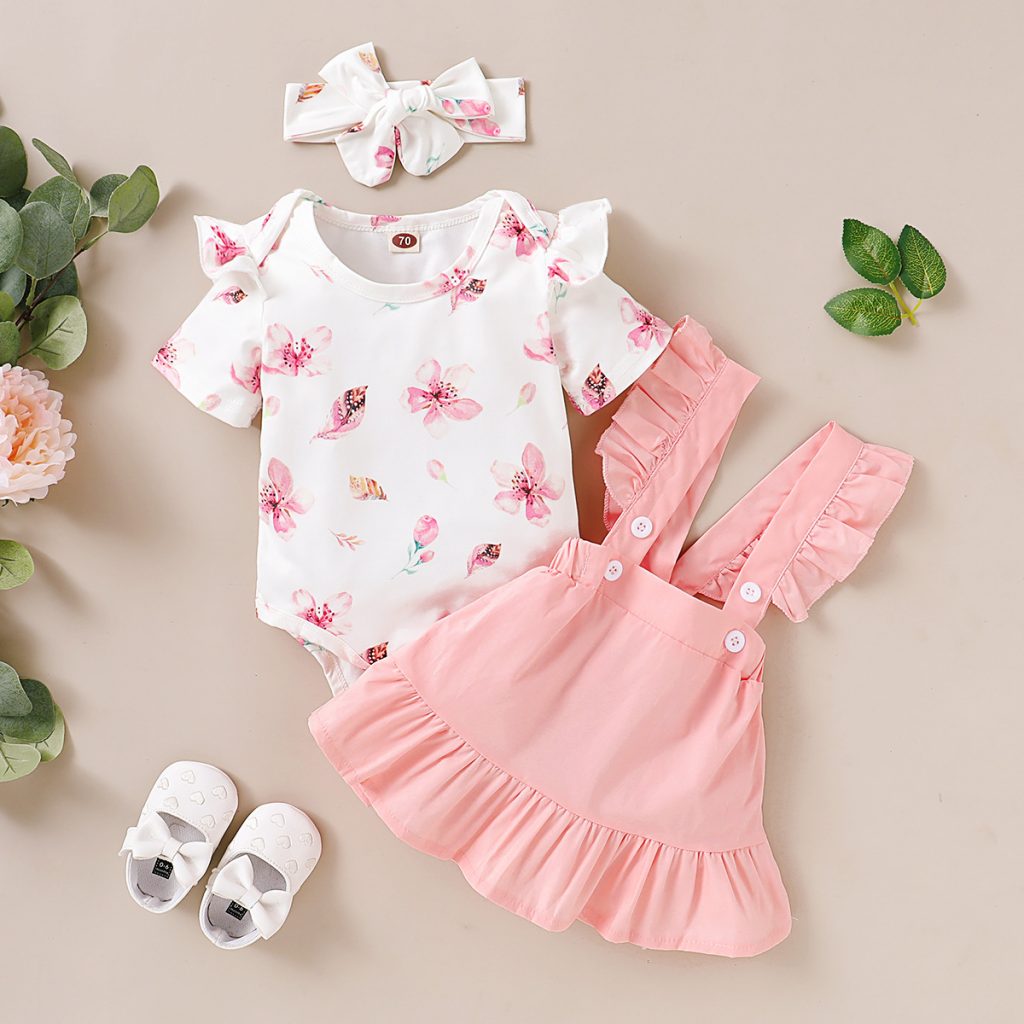 Floral Newborn Dungaree Set