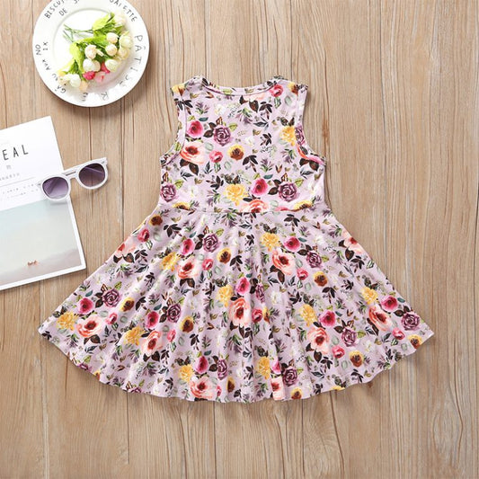 Girls Floral Printed sleeveless dress