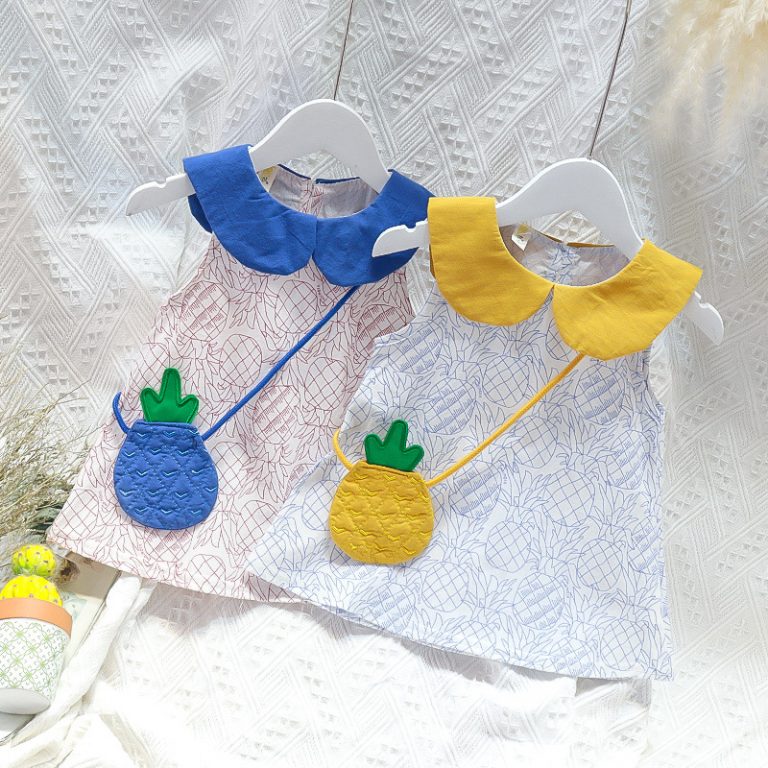 Pineapple Collar Dress with Little Fruit Bag