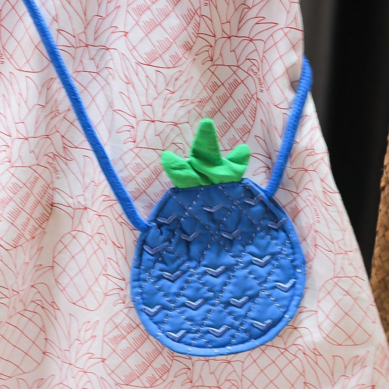Pineapple Collar Dress with Little Fruit Bag