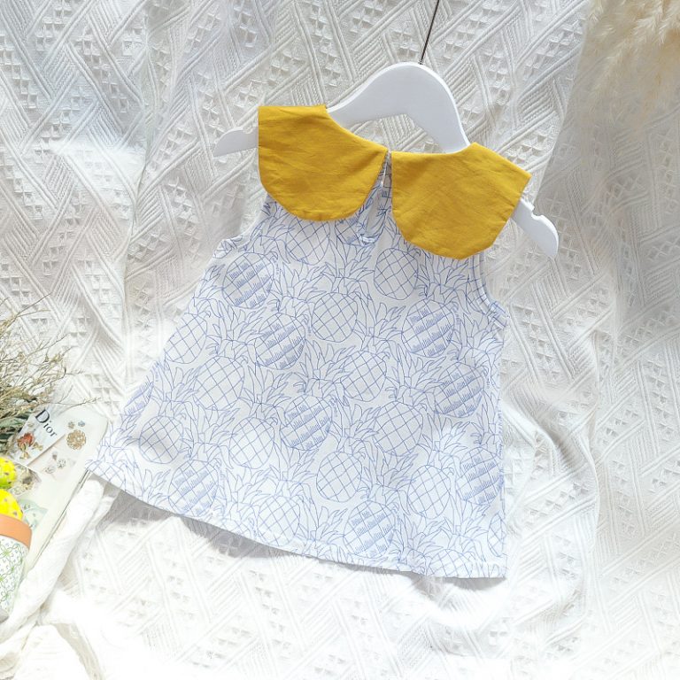 Pineapple Collar Dress with Little Fruit Bag