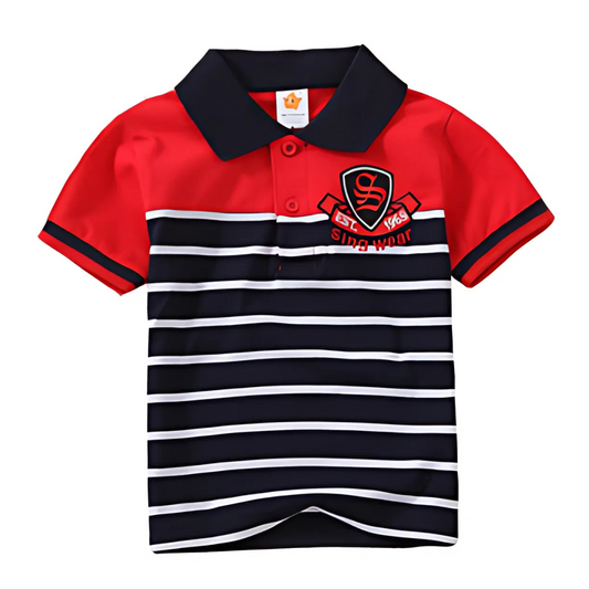 Red and Black Stripped Polo Shirt
