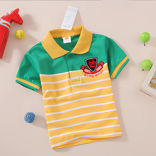 Green and Yellow Stripped Polo Shirt