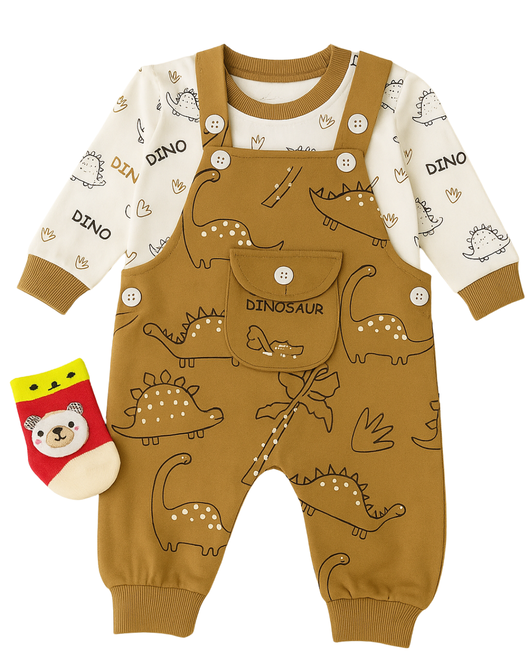 Jurassic Cuddles Brown Romper