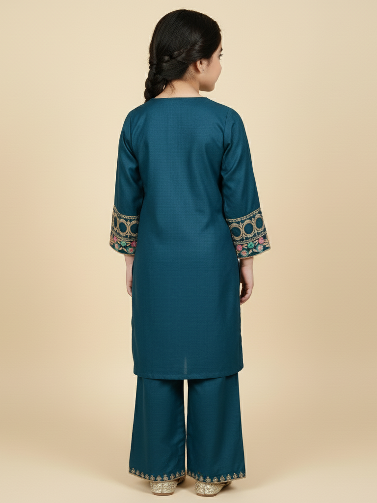 Blue Embroidered Ethnic 2Pc dress - Tehwar