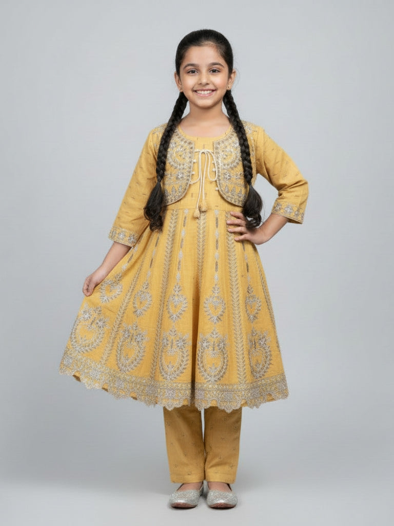 Yellow Embroided 2Pc Dress - Tehwar