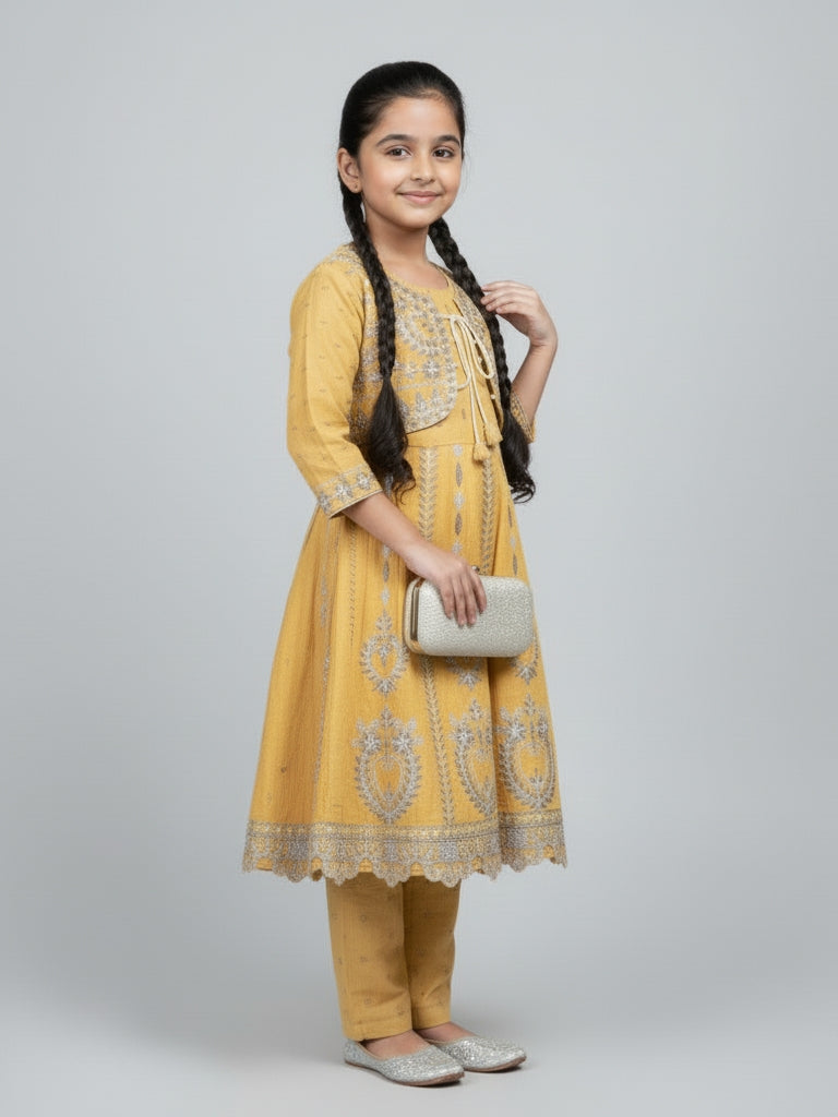 Yellow Embroided 2Pc Dress - Tehwar