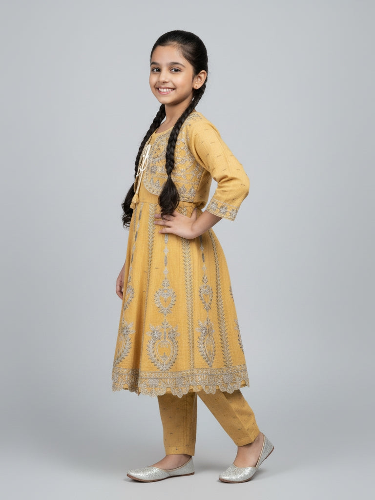 Yellow Embroided 2Pc Dress - Tehwar
