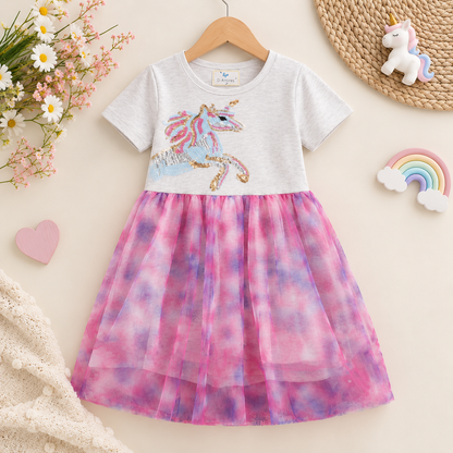Pink Unicorn Twirl Dress