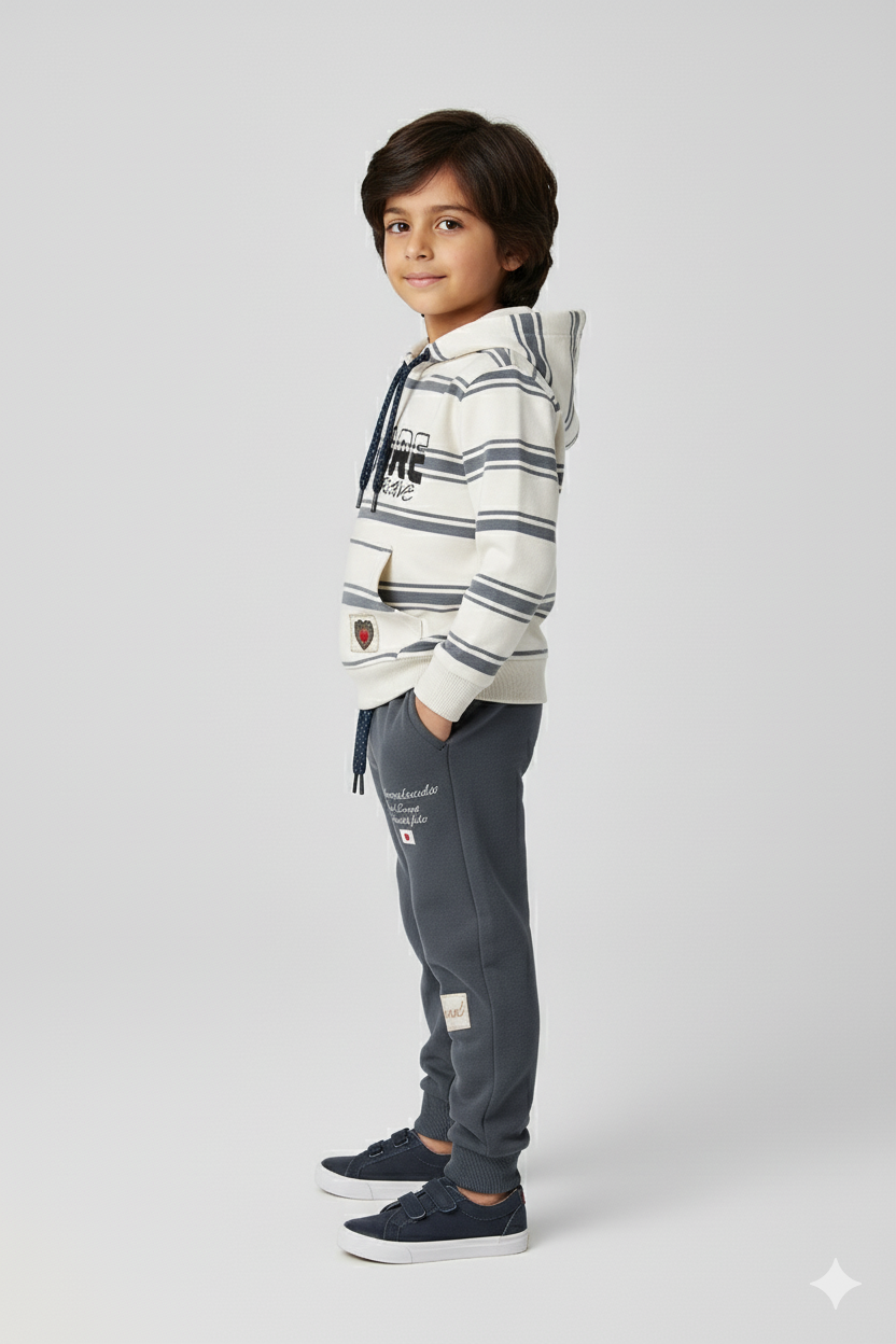 Kids Winter Full Sleeves Grey Track Suit