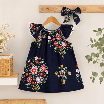 Floral Printed Navy Blue Top