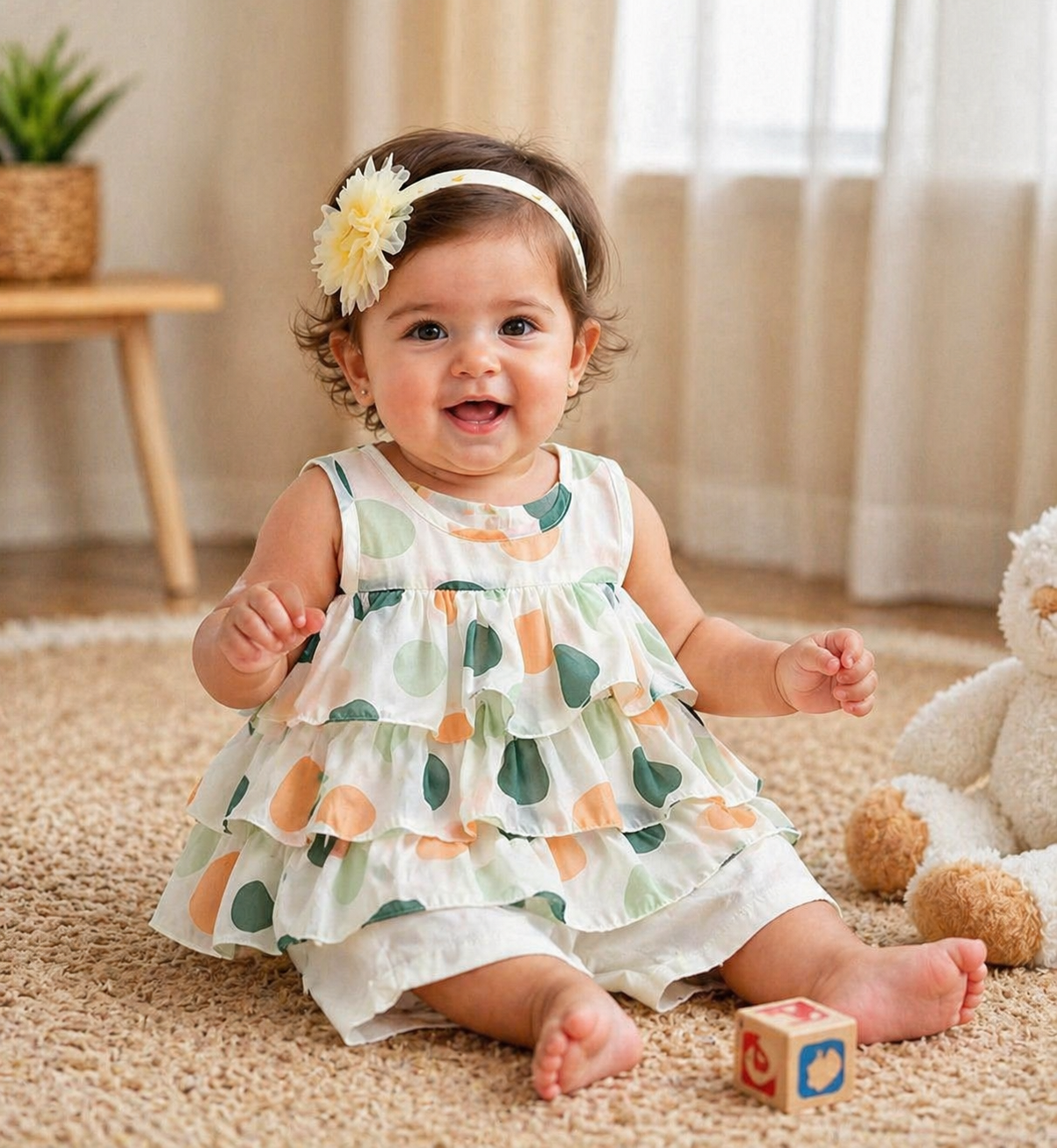 Polka dots Ruffle Top and Shorts Set
