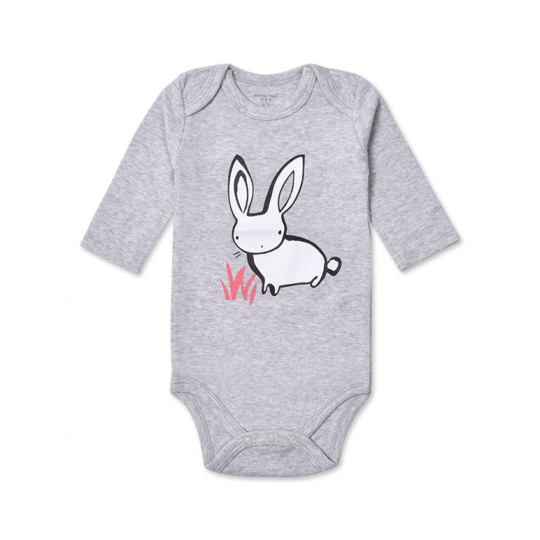 Grey rabbit newborn bodysuit