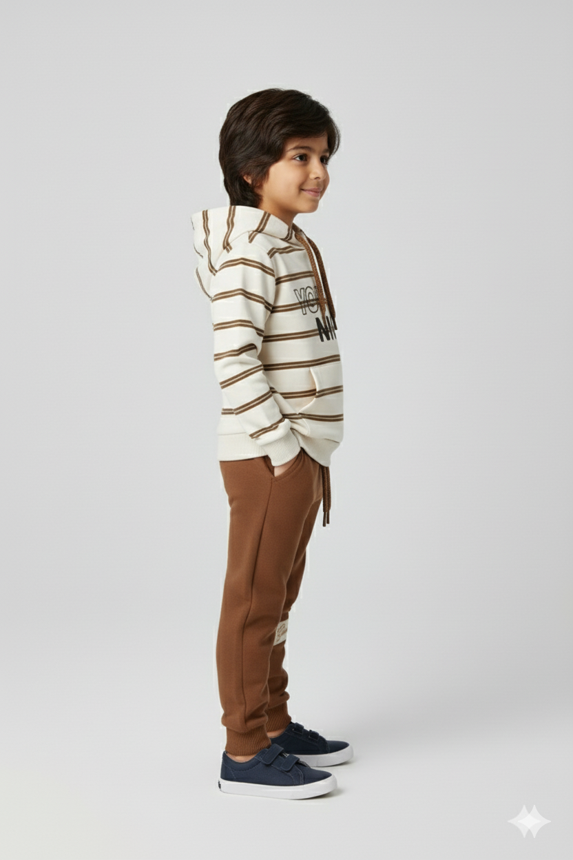 Kids Winter Full Sleeves Brown Track Suit