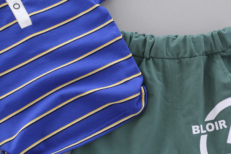 Boys’ Striped Polo & Shorts Casual Set - Image 2
