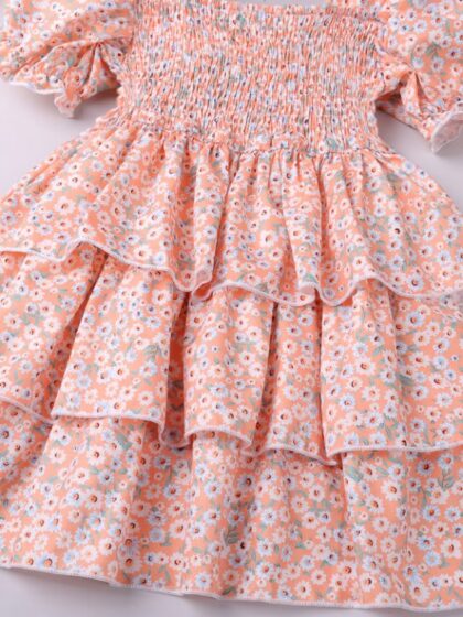Peachy Petal Frilled Dress