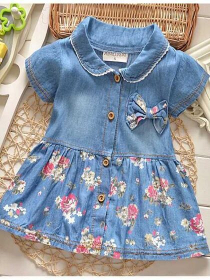 Floral Denim Top for Girls