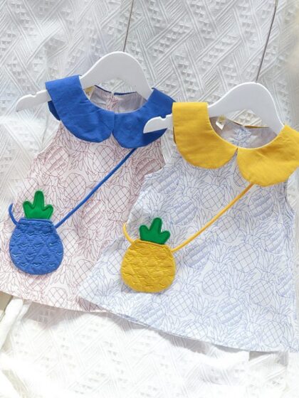 Pineapple Collar Dress with Little Fruit Bag