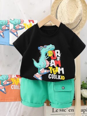 Cool Dino Kids Summer Outfit – 2-Piece Set