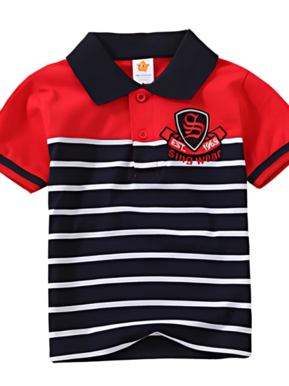 Red and Black Stripped Polo Shirt