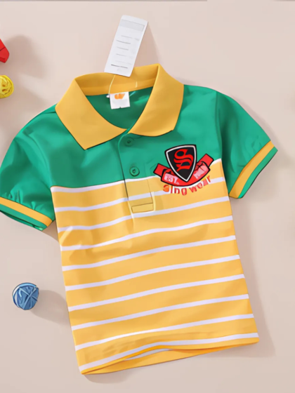 Green and Yellow Stripped Polo Shirt
