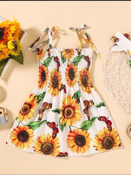 Floral Print Sunflower Twirl Dress