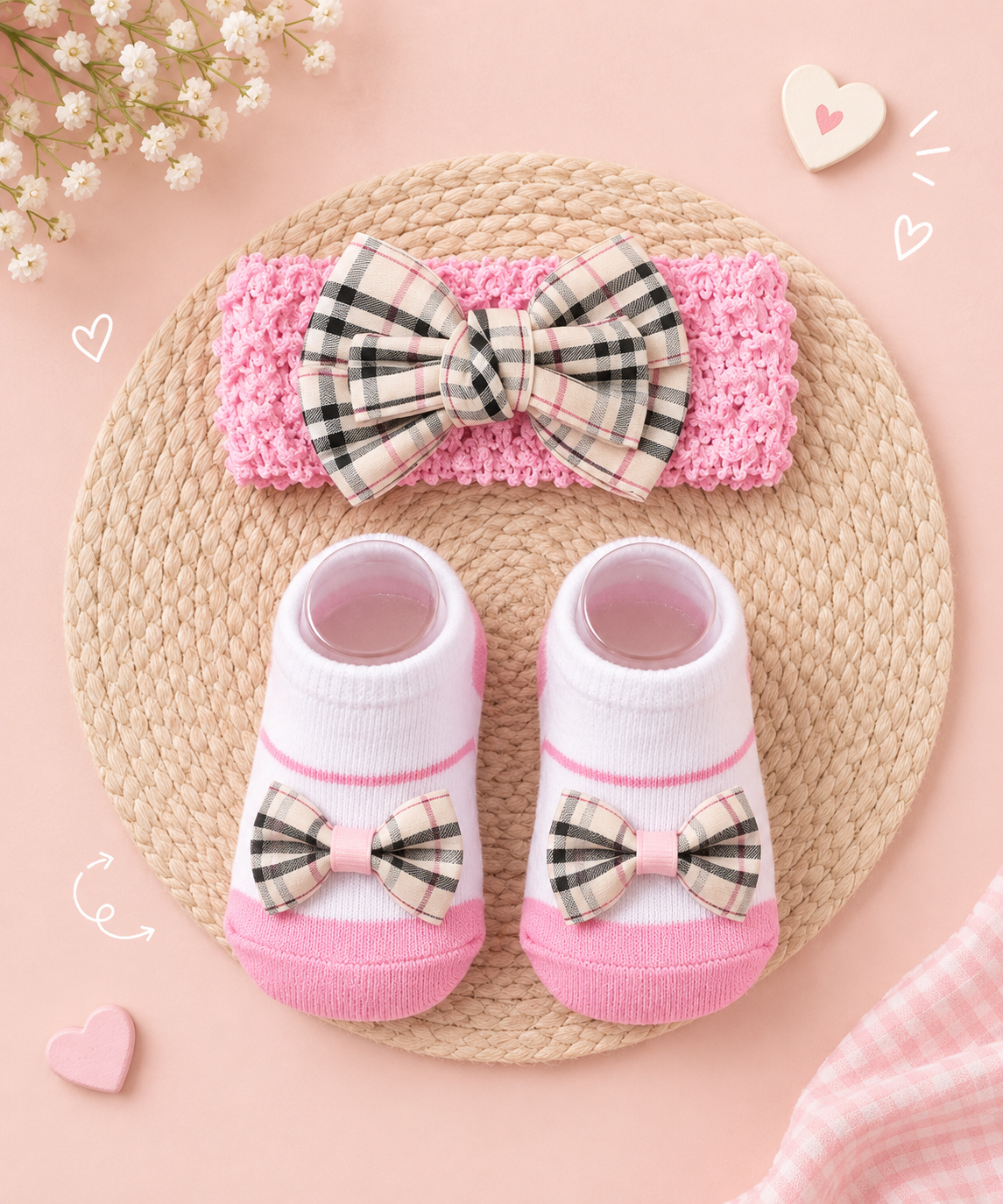 Checkered Bow accessories set